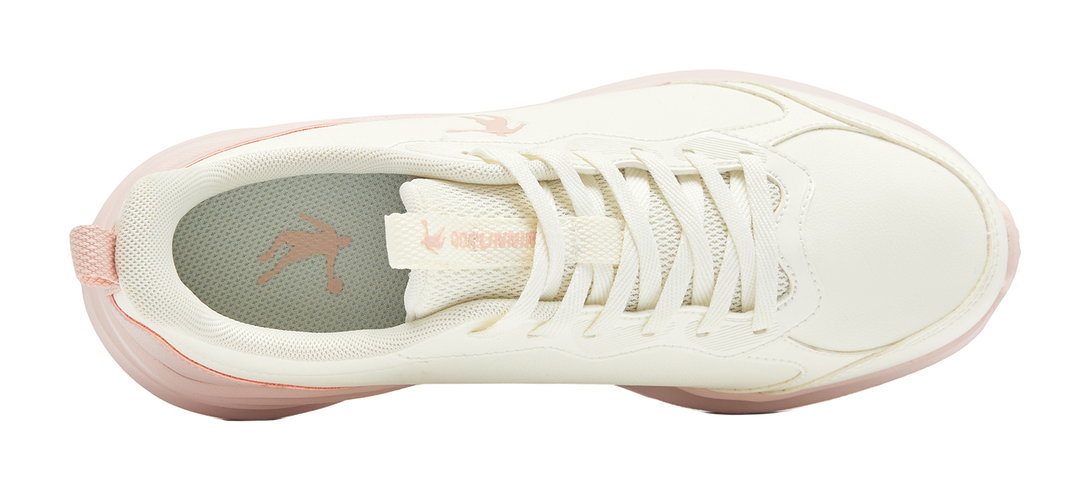 QIAODAN Cushioning, Slip Resistant, Lightweight Low top Casual Sprint Running Shoes Women's White Pink 