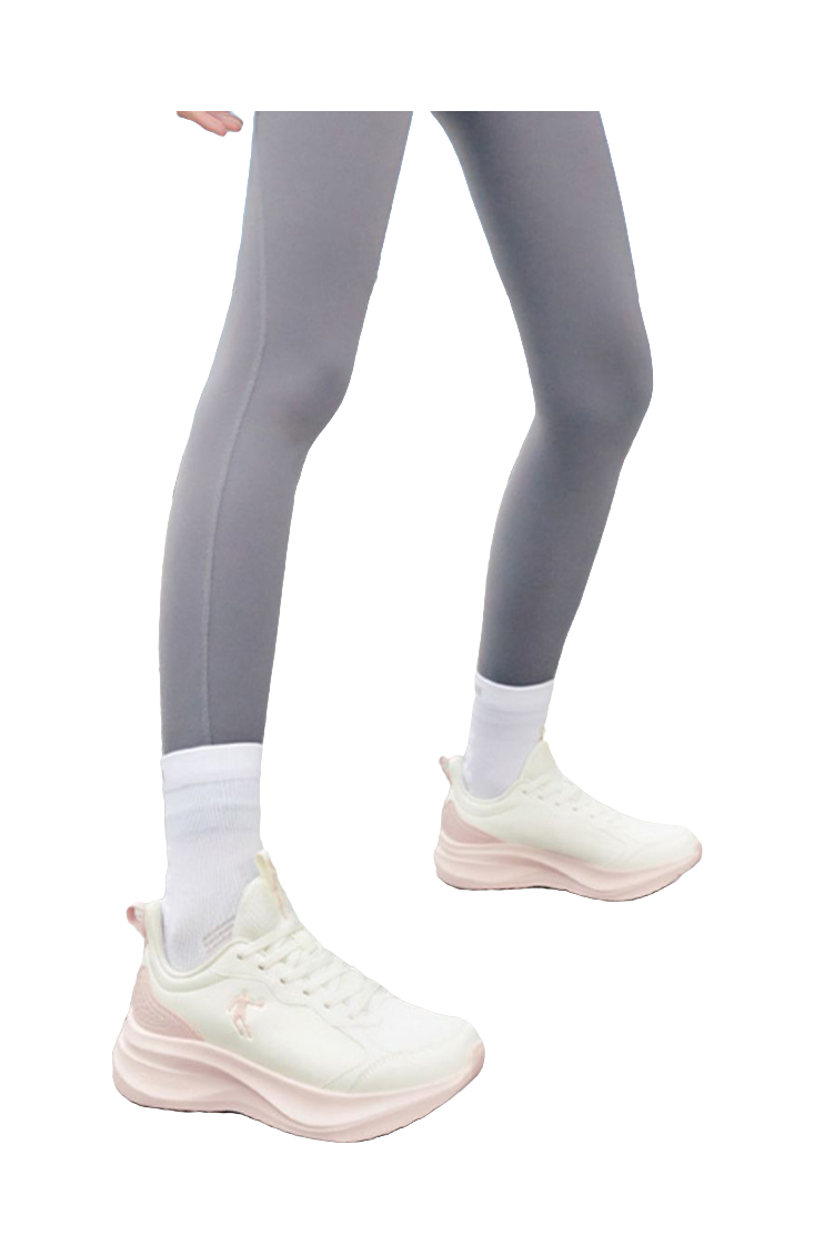 QIAODAN Cushioning, Slip Resistant, Lightweight Low top Casual Sprint Running Shoes Women's White Pink 