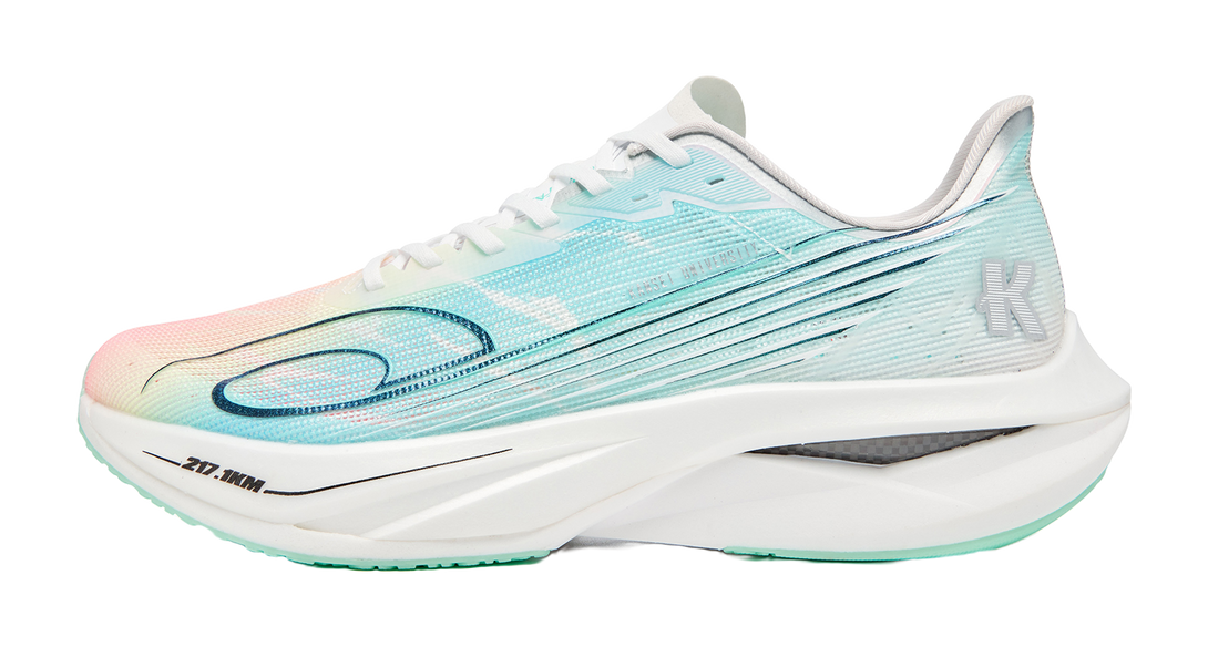 QIAODAN Cushioning, Wear Resistant Low Top Casual Running Shoes Men's Fluorescent Flying Shadow Pink Mars Green 