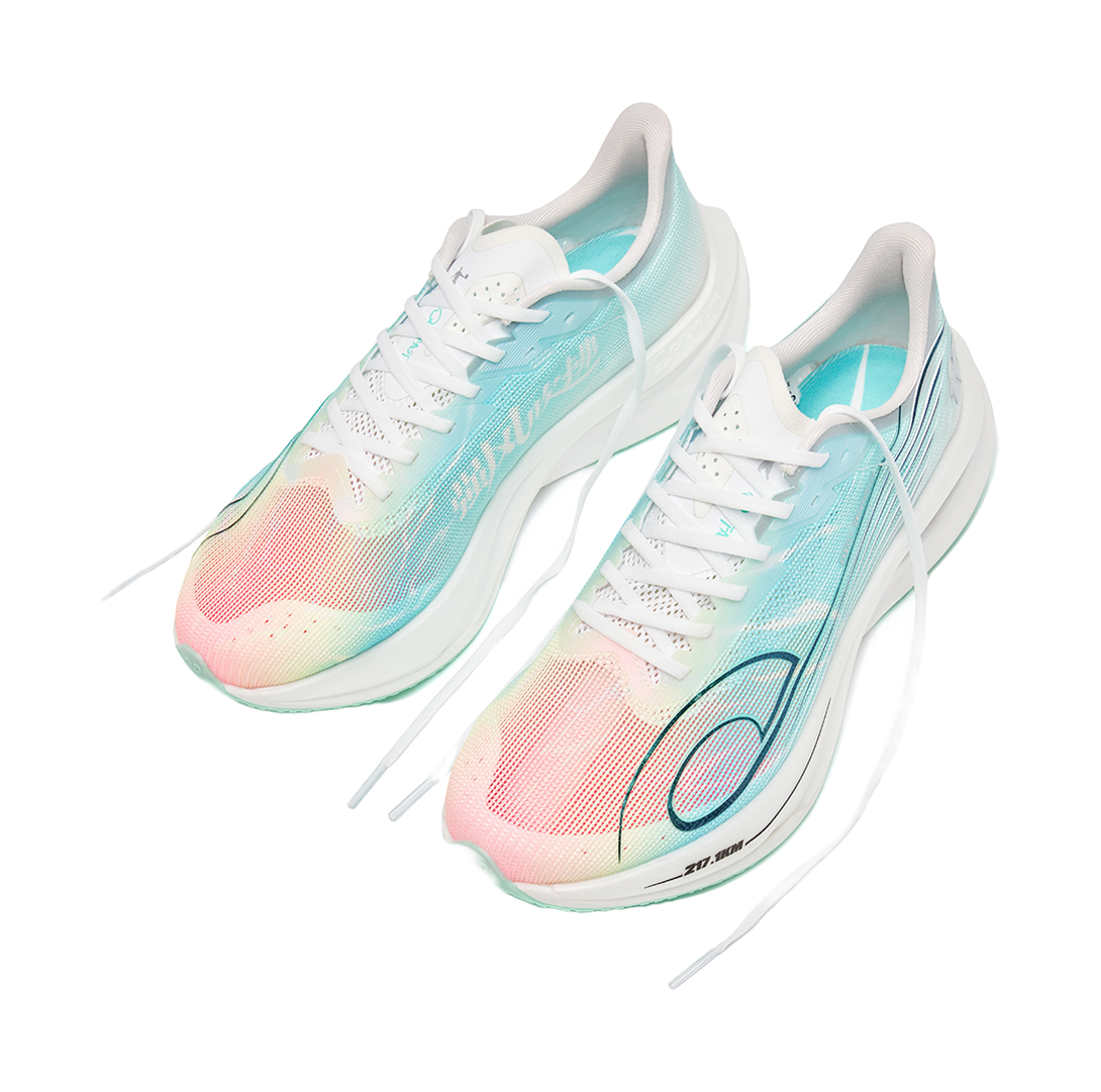 QIAODAN Cushioning, Wear Resistant Low Top Casual Running Shoes Men's Fluorescent Flying Shadow Pink Mars Green 