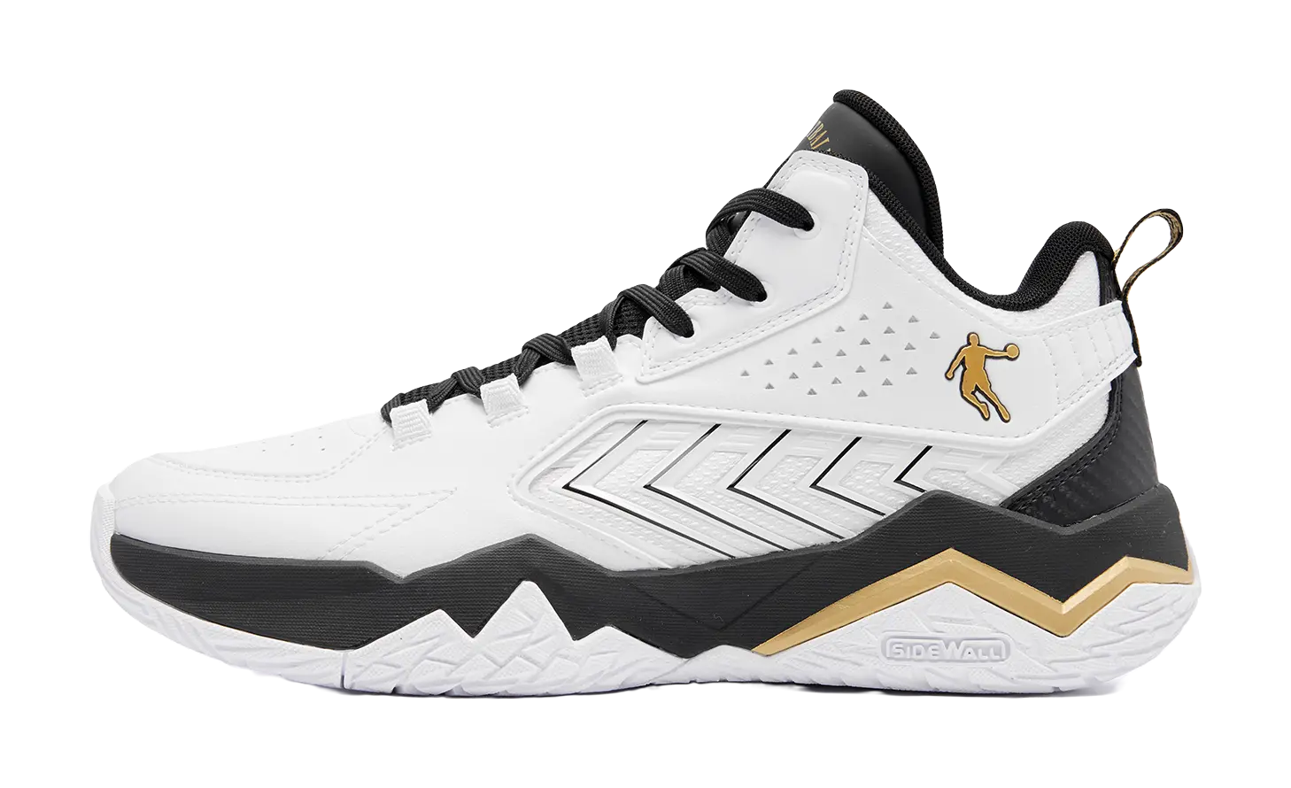 QIAODAN Cushioning, Wear Resistant Mid Top Basketball Shoes Mens White Black 