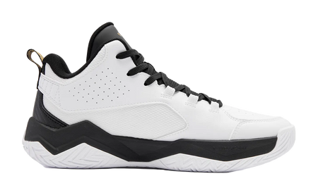 QIAODAN Cushioning, Wear Resistant Mid Top Basketball Shoes Mens White Black 