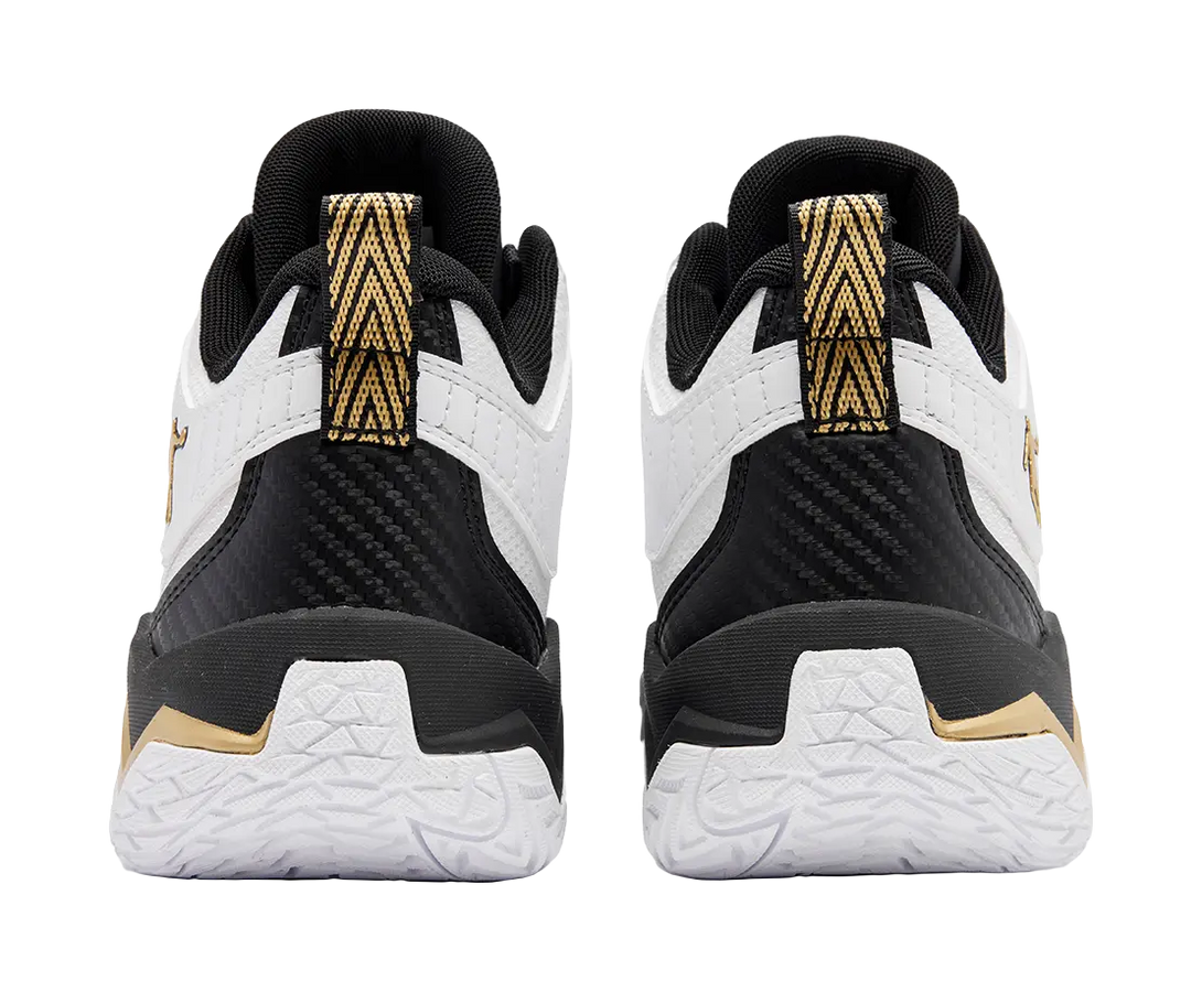 QIAODAN Cushioning, Wear Resistant Mid Top Basketball Shoes Mens White Black 