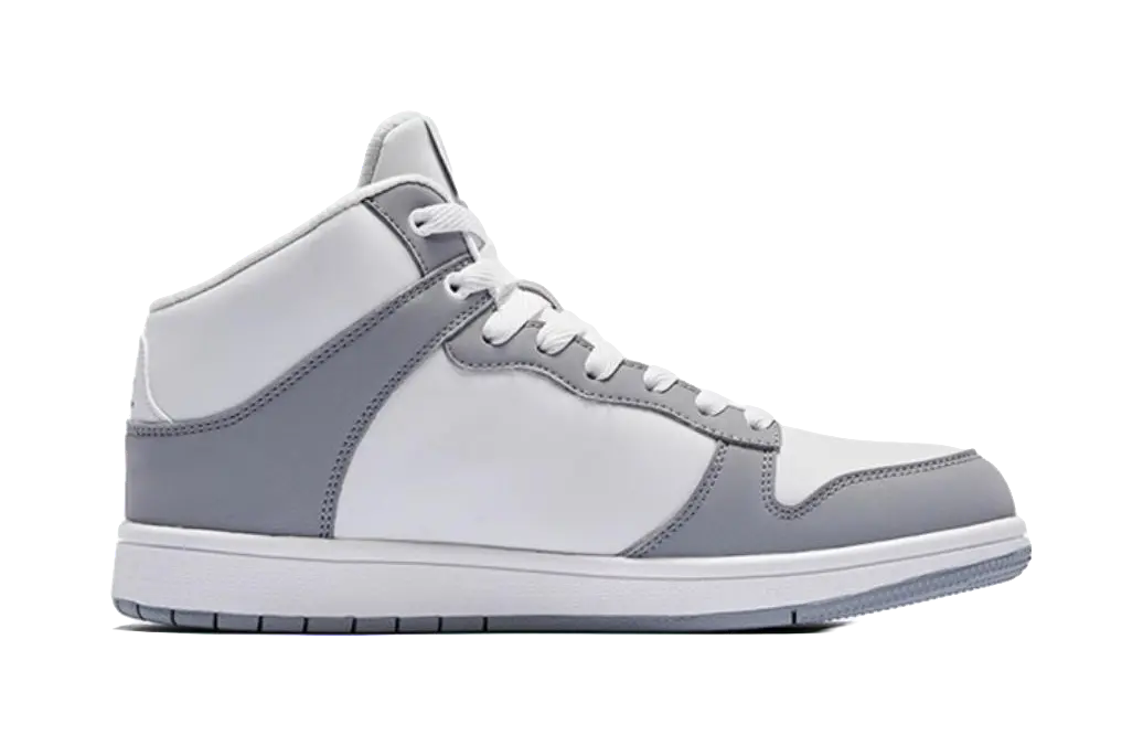 QIAODAN Durable Breathable High-Top Skateboard Shoes Men's White Gray 