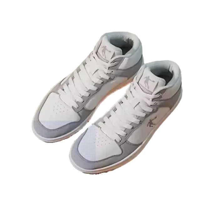 QIAODAN Durable Breathable High-Top Skateboard Shoes Men's White Gray 