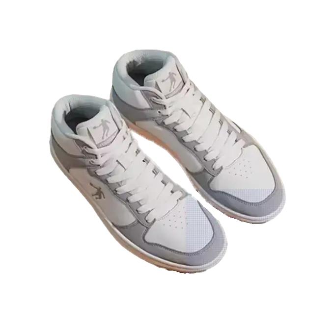 QIAODAN Durable Breathable High-Top Skateboard Shoes Men's White Gray 