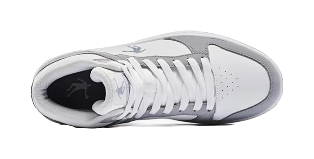 QIAODAN Durable Breathable High-Top Skateboard Shoes Men's White Gray 