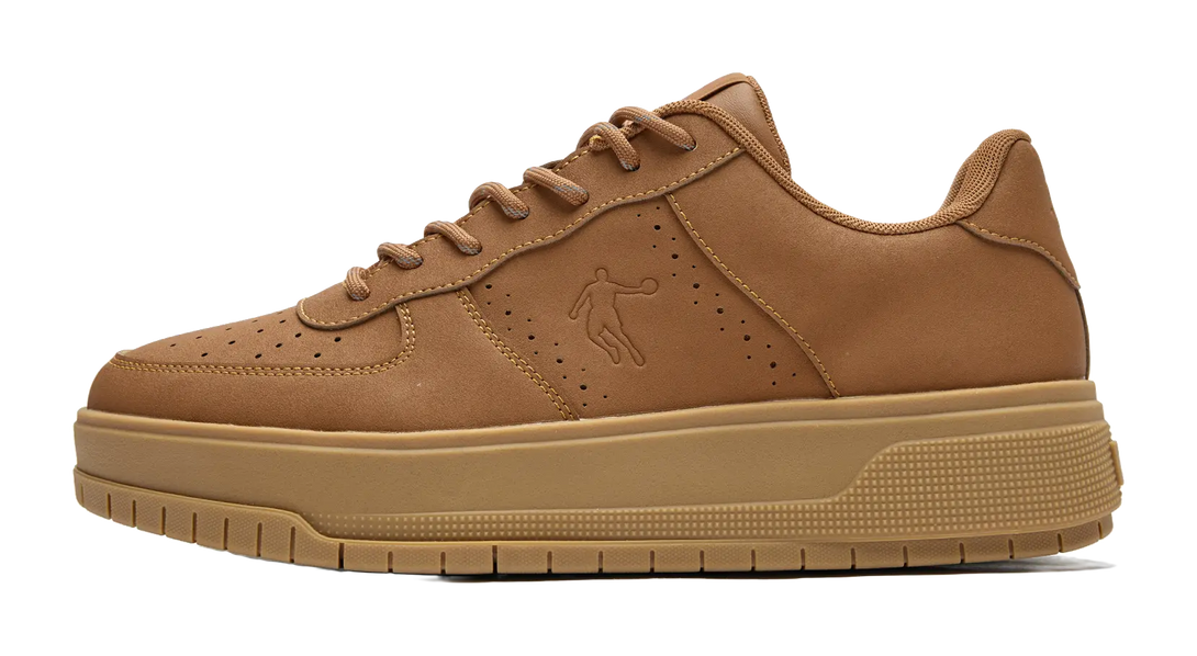 QIAODAN Five Centimeters Skateboard Shoes Men's Low top Mocha Yellow 