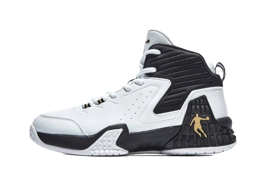 QIAODAN Grinding 1 - Black White High Top Basketball Shoes for Men 