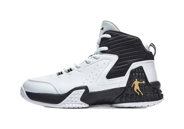 QIAODAN Grinding 1 - Black White High Top Basketball Shoes for Men 