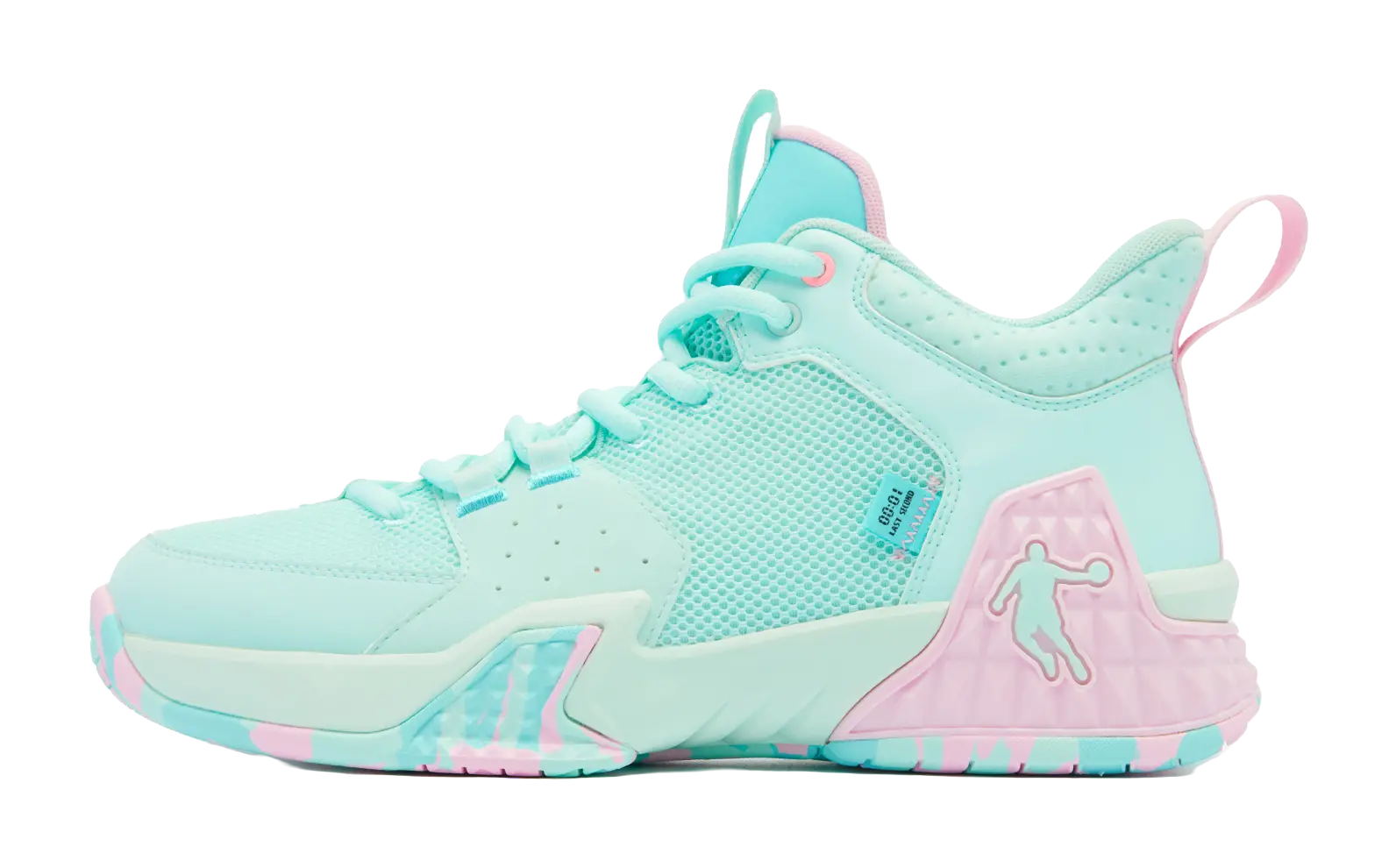 QIAODAN Kill Shot 1.0 Basketball Shoes Mens Low top Cloud Pink Crescent Blue 