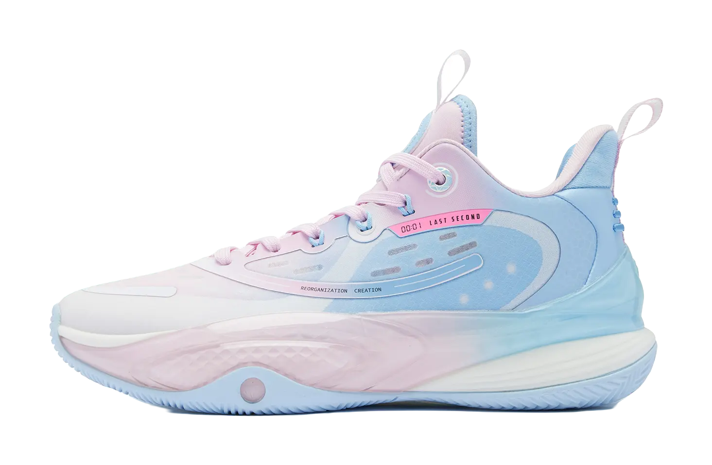 QIAODAN Killing Move 3.0 Cushioning, Wear Resistant Mid top Basketball Shoes Mens Blue White Pink 