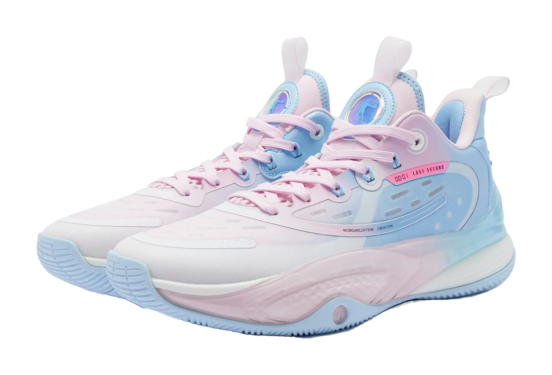 QIAODAN Killing Move 3.0 Cushioning, Wear Resistant Mid top Basketball Shoes Mens Blue White Pink 