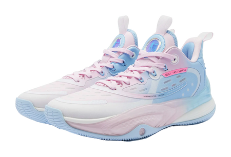 QIAODAN Killing Move 3.0 Cushioning, Wear Resistant Mid top Basketball Shoes Mens Blue White Pink 