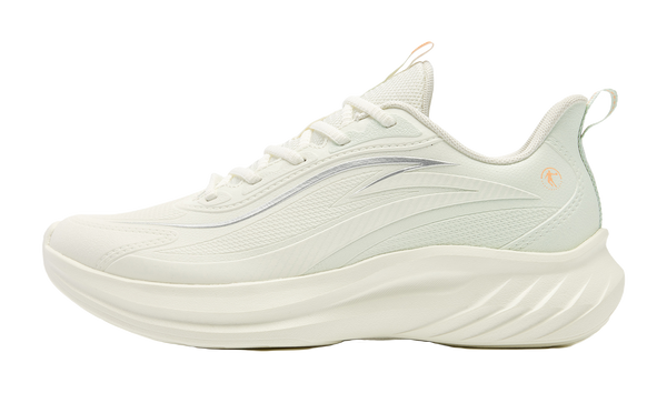 QIAODAN Ride The Waves Running Shoes Women's Low top Ivory White, Snow Mist Green 