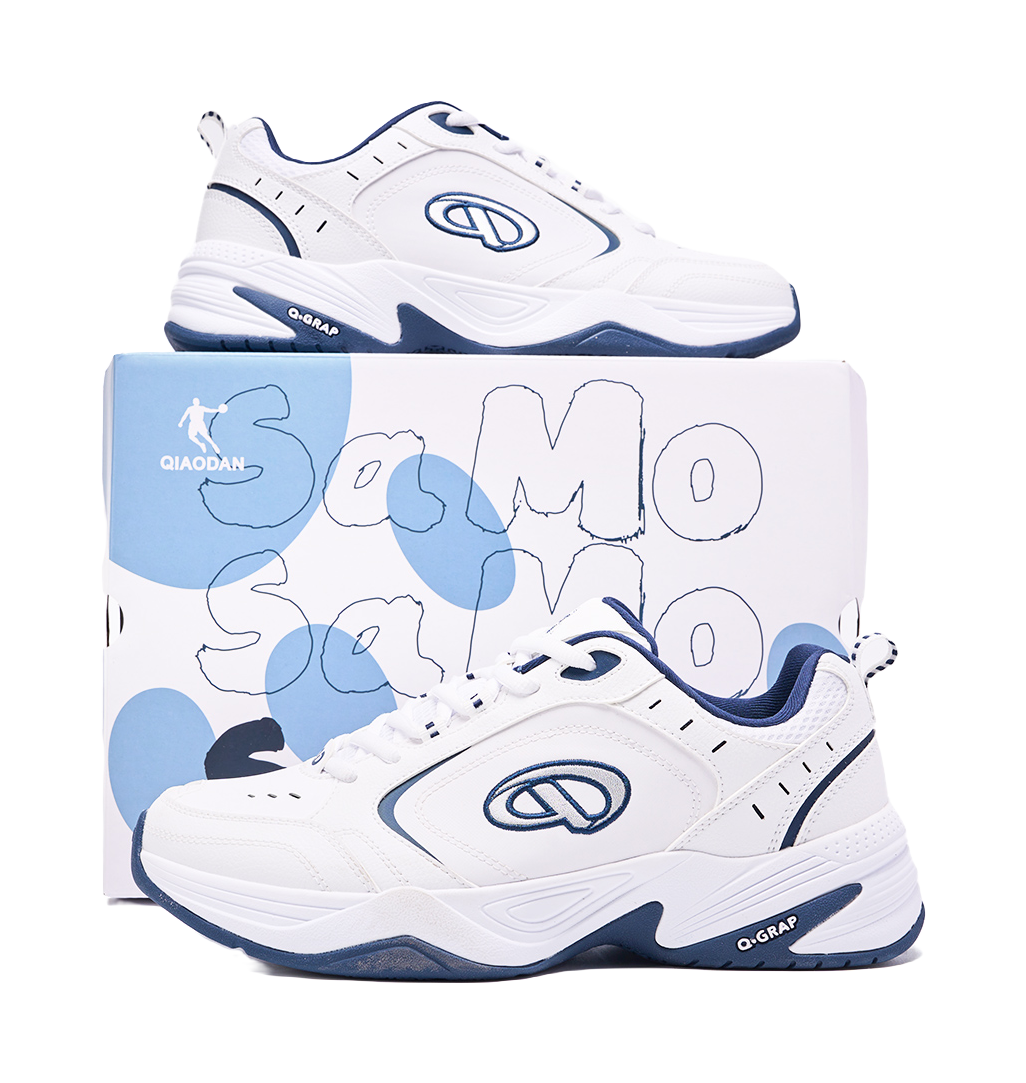 QIAODAN Samoy Badminton Shoes Men's Low top Jordan White Graphite Blue 