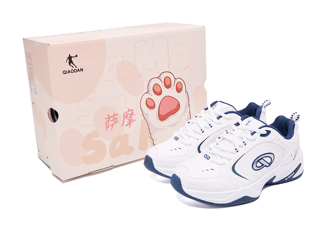 QIAODAN Samoy Casual Shoes Women's Low top Jordan White Graphite Blue 