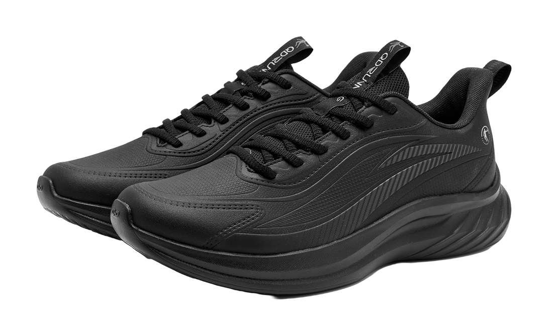 QIAODAN Shock Absorbers Slip Resistant Abrasion Resistant Low top Casual Running Shoes Men's Black Lightning Gray 