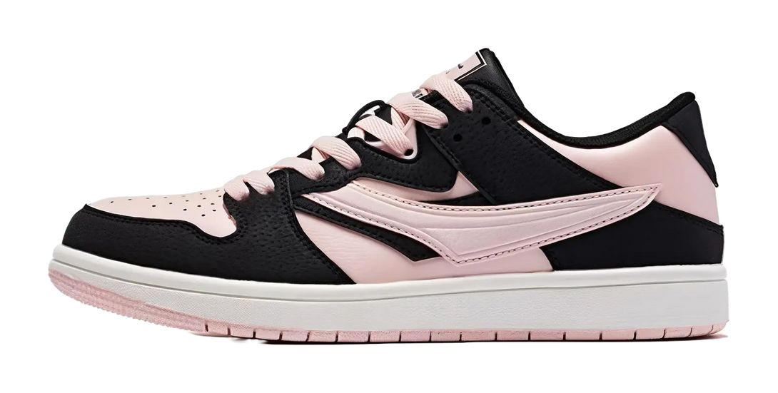 QIAODAN Slip Resistant Cushioning Abrasion Resistant Lightweight Breathable Low top Skateboard Shoes Women's Pink Black 