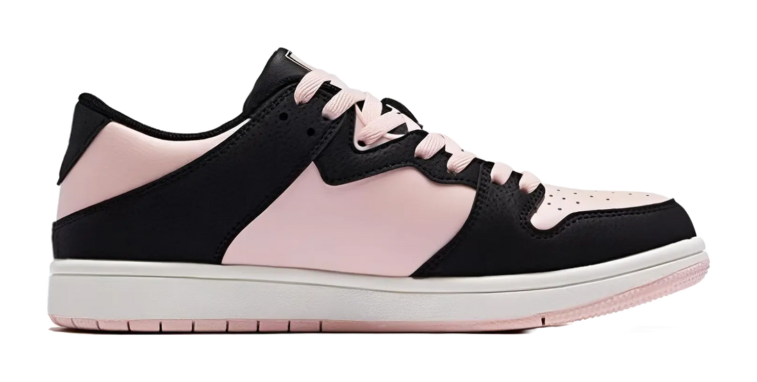 QIAODAN Slip Resistant Cushioning Abrasion Resistant Lightweight Breathable Low top Skateboard Shoes Women's Pink Black 