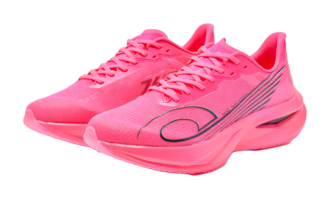 QIAODAN Swift 3PRO Cushioned Slip Resistant Abrasion Resistant Low Top Casual Running Shoes Men's Neon Pink Black 