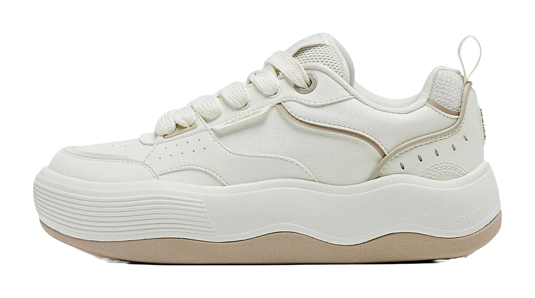 QIAODAN Water-Resistant Cushioning Low-Top Skateboard Shoes Women's Ivory White 
