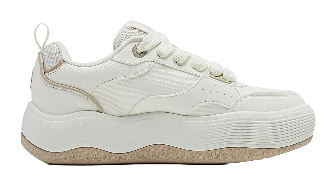 QIAODAN Water-Resistant Cushioning Low-Top Skateboard Shoes Women's Ivory White 