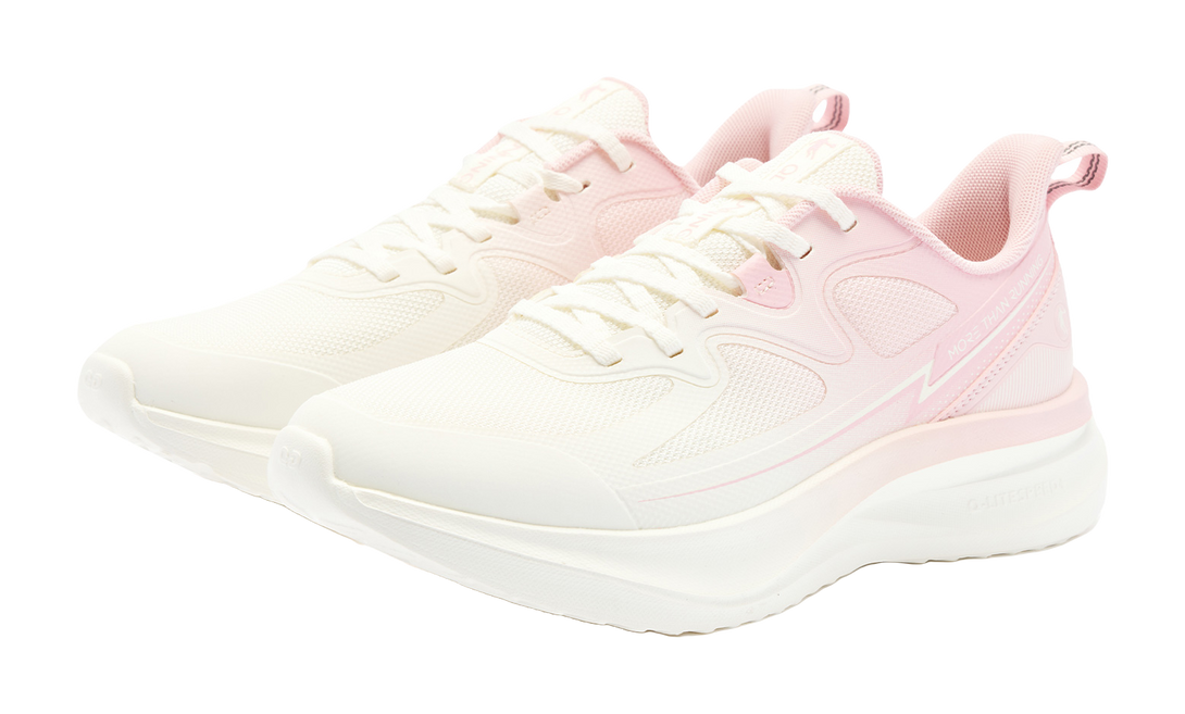 QIAODAN Yue Run Running Shoes Women's Low top Ivory/Frosted Pink 