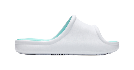 RIGORER Skyrim 1 Slides - Large Logo Design, Waterproof & Slip-Resistant for Men in White and Green 