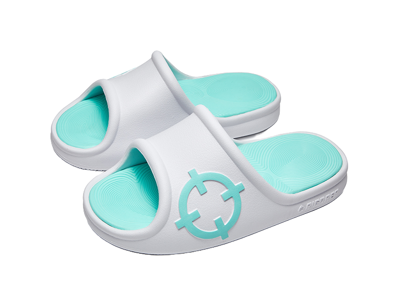 RIGORER Skyrim 1 Slides - Large Logo Design, Waterproof & Slip-Resistant for Men in White and Green 