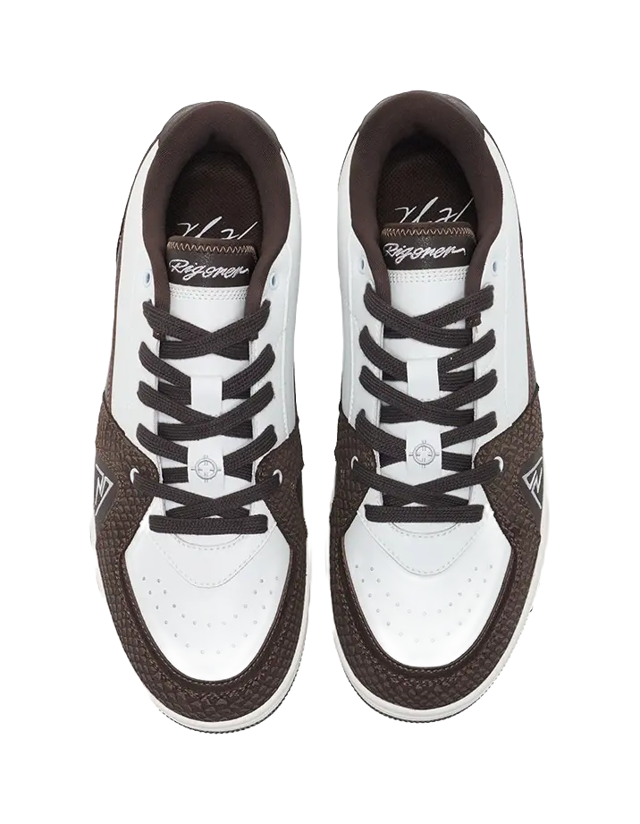Rigorer Coverage Skateboard - White Brown Skateboard Shoes for Men 