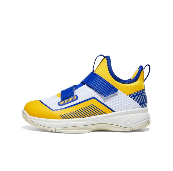 RIGORER White/Yellow/Blue Kids Basketball Sneakers