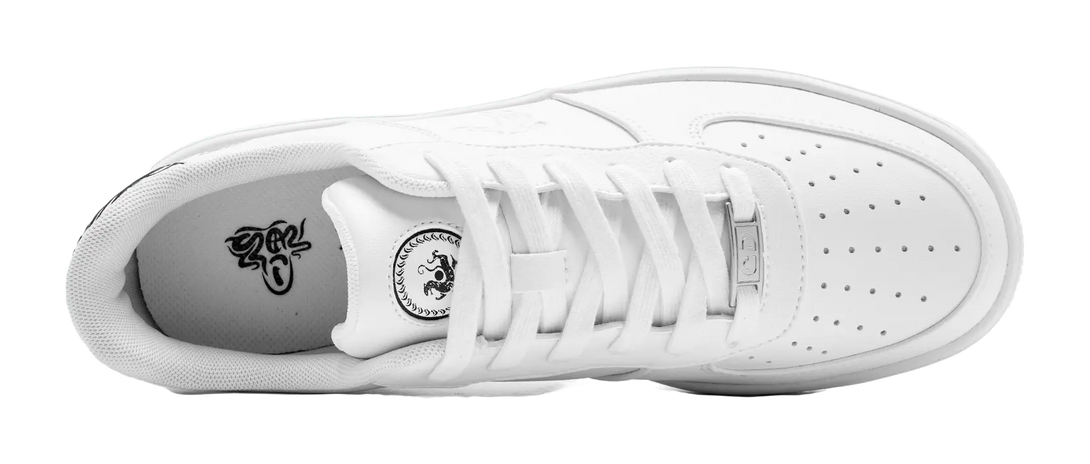 SHANHAIJING x QIAODAN Coverage Balance Abrasion Resistant Slip Resistant Low Top Skateboard Shoes Men's White Black 