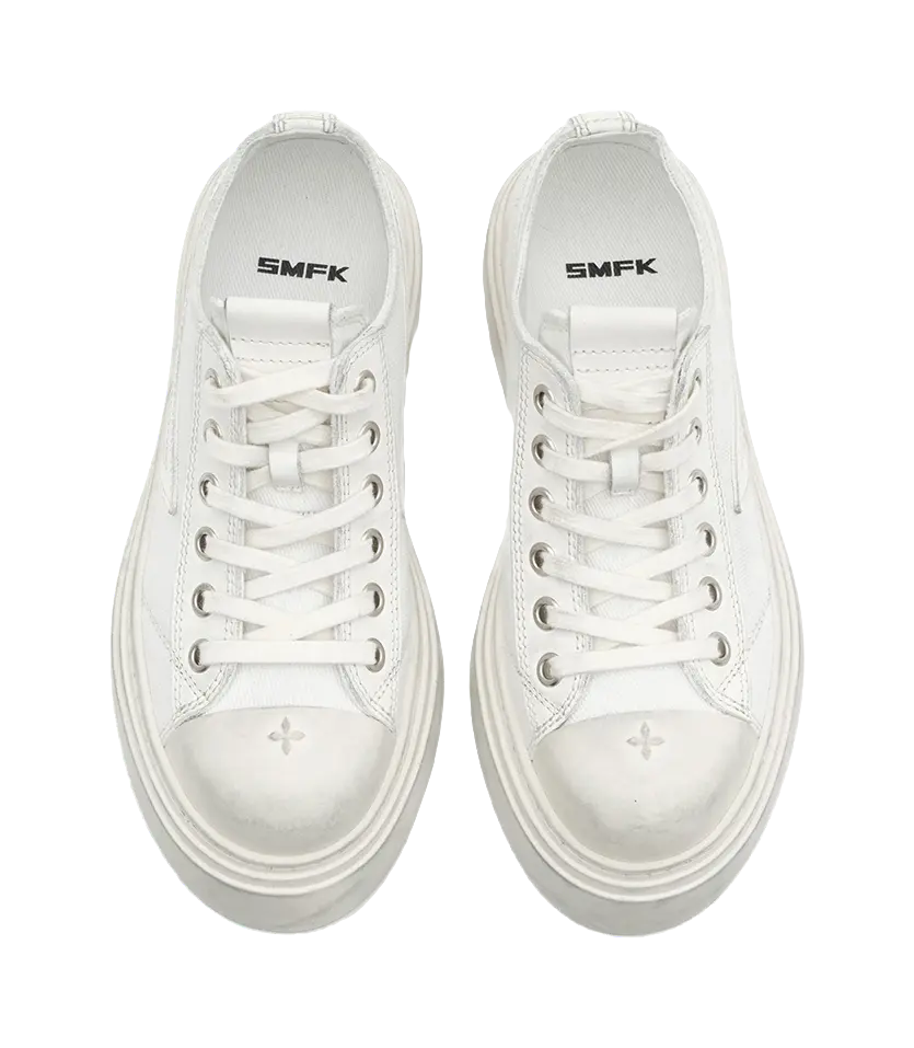 SMFK Low Top Canvas Shoes Women's Snow Mountain White  VJSNEAKER