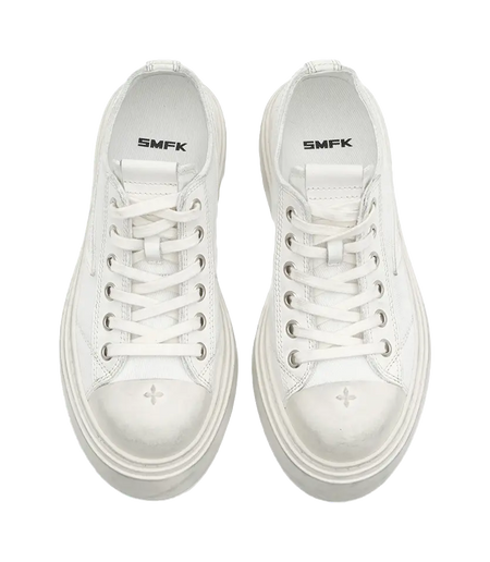 SMFK Low Top Canvas Shoes Women's Snow Mountain White  VJSNEAKER