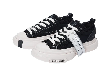 SMILEREPUBLIC 70s Classic Black Low top Canvas Shoes Unisex Black  VJSNEAKER