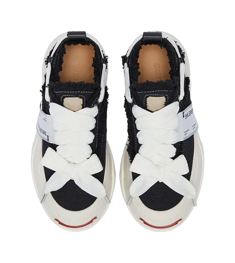 SMILEREPUBLIC Open Laugh Series - Classic Black Low-Top Canvas Shoes with Replaceable Logo Unisex  VJSNEAKER