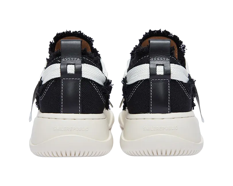 SMILEREPUBLIC Open Laugh Series - Classic Black Low-Top Canvas Shoes with Replaceable Logo Unisex  VJSNEAKER
