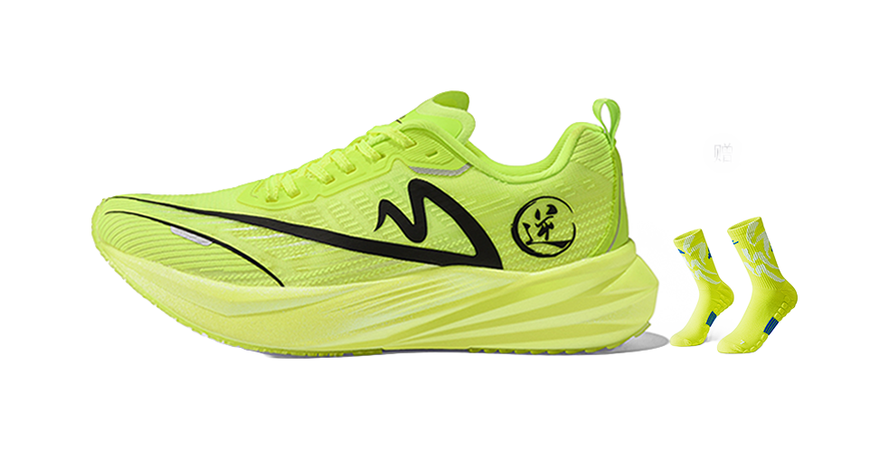 Sonic Cat Cushioned Slip Resistant Abrasion Resistant Low Top Carbon Plate Training Running Shoes Unisex Neon Green 