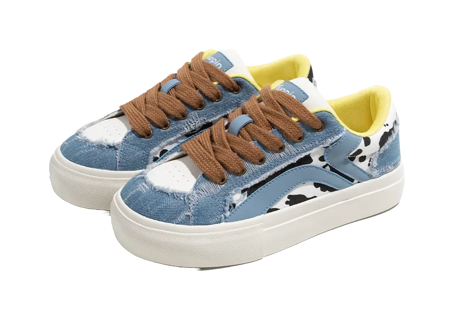 TUOPIN Pie Shoes Cow Shoes, Limited Couple's Edition Low top Skateboard Shoes Unisex 