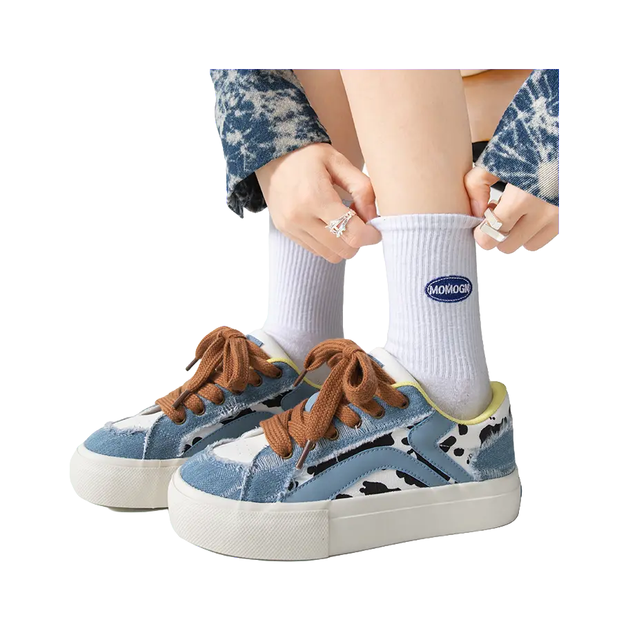 TUOPIN Pie Shoes Cow Shoes, Limited Couple's Edition Low top Skateboard Shoes Unisex 