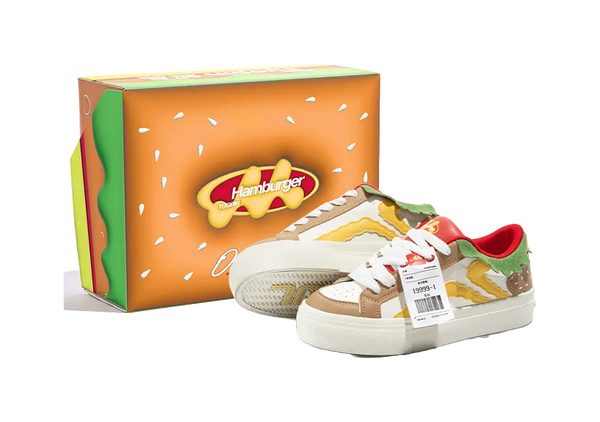 TUOPIN Pie Shoes Hamburger Shoes Couple Box Wear resistant And Lightweight Low Top Skateboard Shoes Unisex 