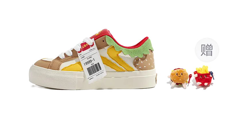 TUOPIN Pie Shoes Hamburger Shoes Couple Box Wear resistant And Lightweight Low Top Skateboard Shoes Unisex 