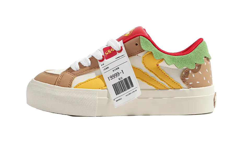 TUOPIN Pie Shoes Hamburger Shoes Couple Box Wear resistant And Lightweight Low Top Skateboard Shoes Unisex 