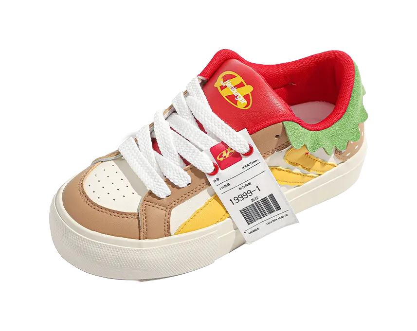 TUOPIN Pie Shoes Hamburger Shoes Couple Box Wear resistant And Lightweight Low Top Skateboard Shoes Unisex 