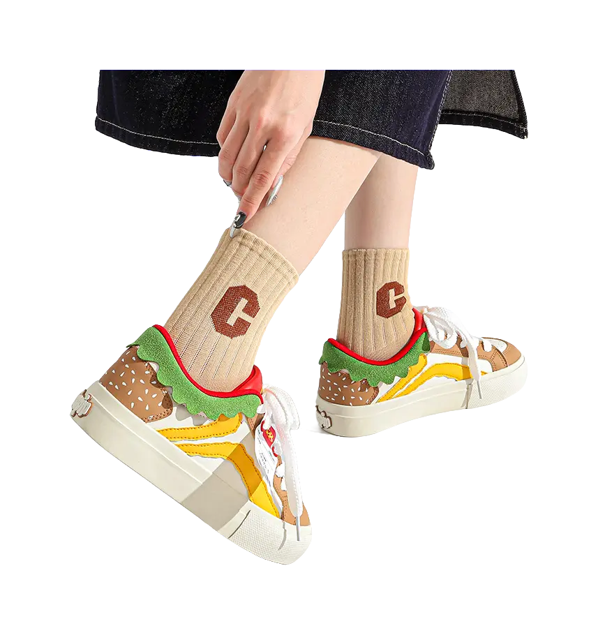 TUOPIN Pie Shoes Hamburger Shoes Couple Box Wear resistant And Lightweight Low Top Skateboard Shoes Unisex 