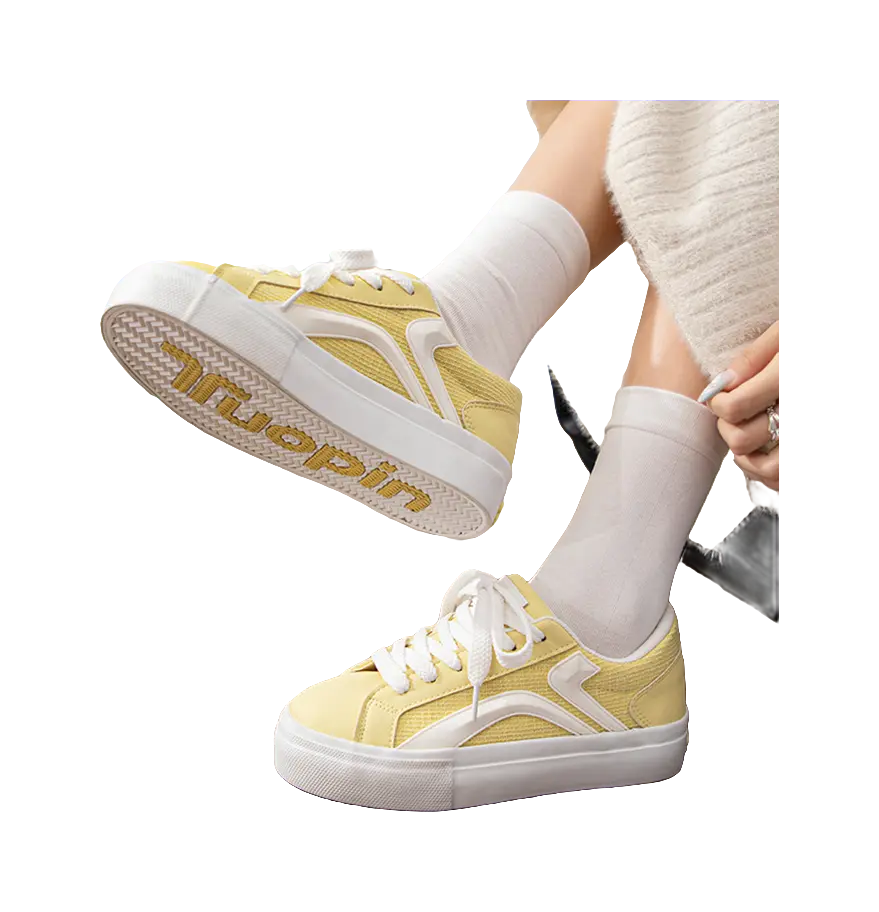 TUOPIN Pie Shoes Slip Resistant Abrasion Resistant Low top Skateboard Shoes Women's Lemon 