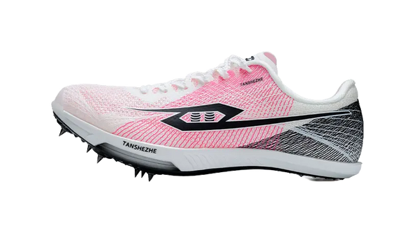 Tansher Air One Track and Field Spikes- White Pink Sprinting Spikes for Unisex 