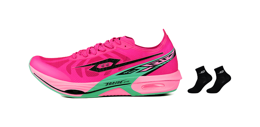Tansher Dark Horse 4.0 - Pink and Green Sprinting Running Shoes for Unisex 