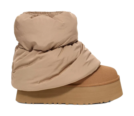 UGG Classic Mini Dipper Puffer Boot Amphora Chestnut Womens  vjsneaker.com
